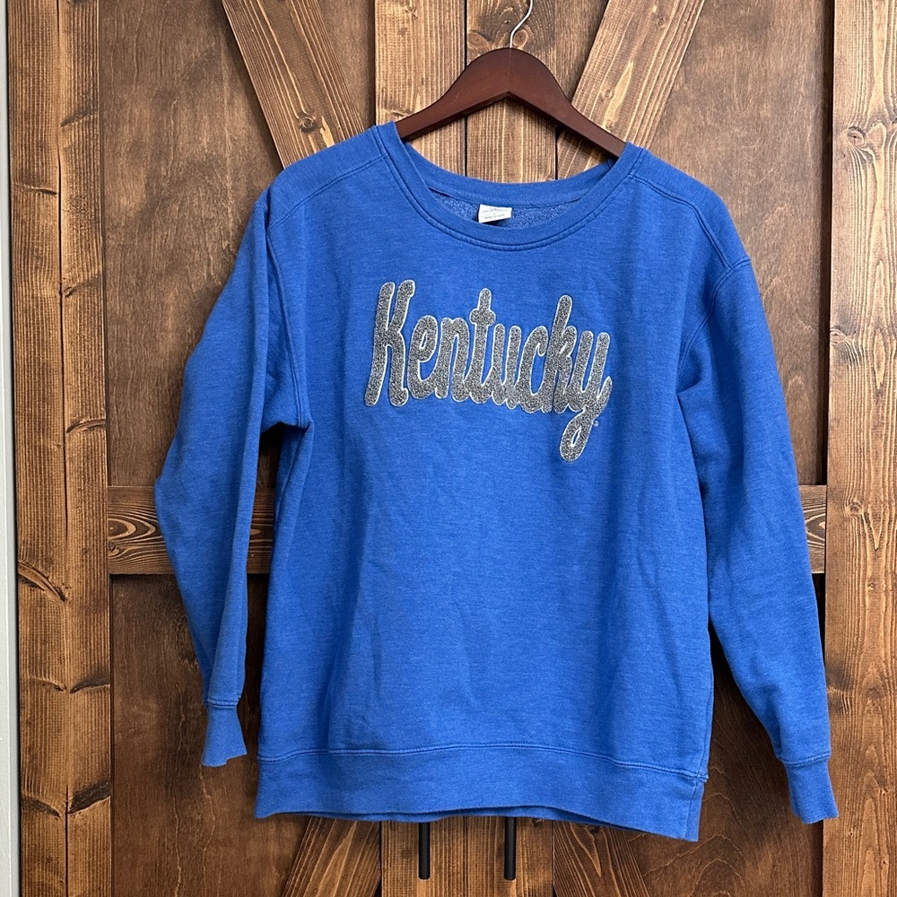Top of the World Blue Kentucky Crewneck Sweatshirt with Metallic Script